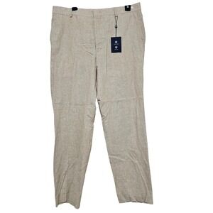 Jos A Bank Linen Cotton Slim Fit Dress Pants Natural Oatmeal Mens 34x30